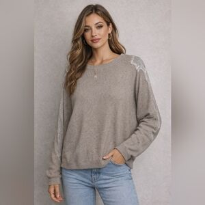 Sweet Rain Gray Sweater with Silver Accents